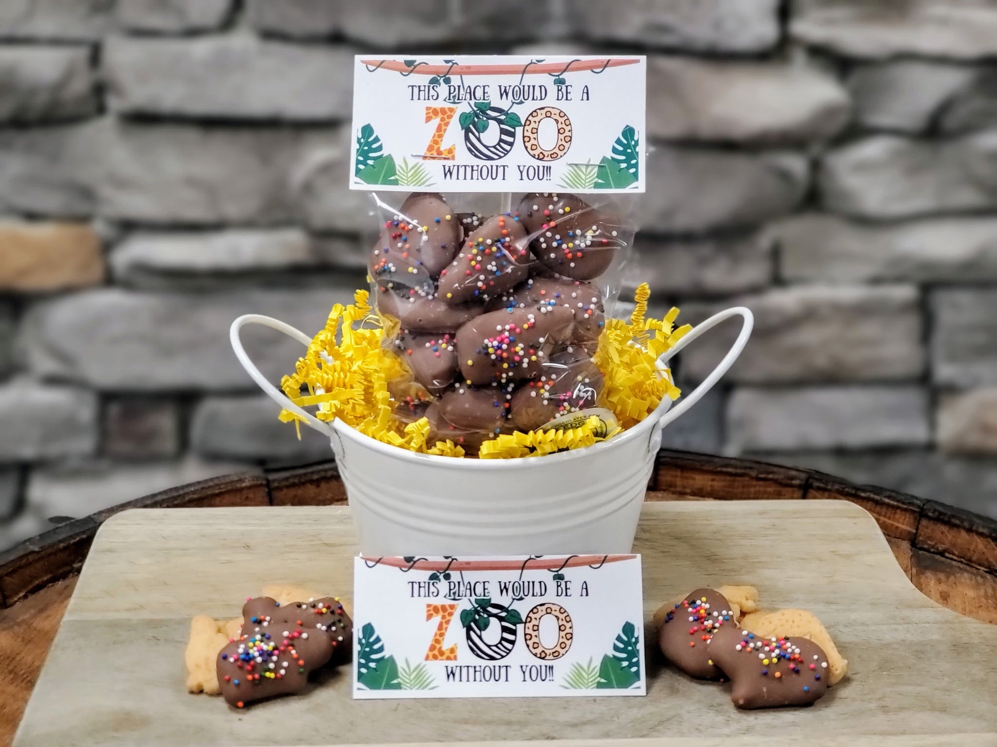 This Place Would Be A Zoo Without You! Chocolate Animal Crackers Teacher Gift.